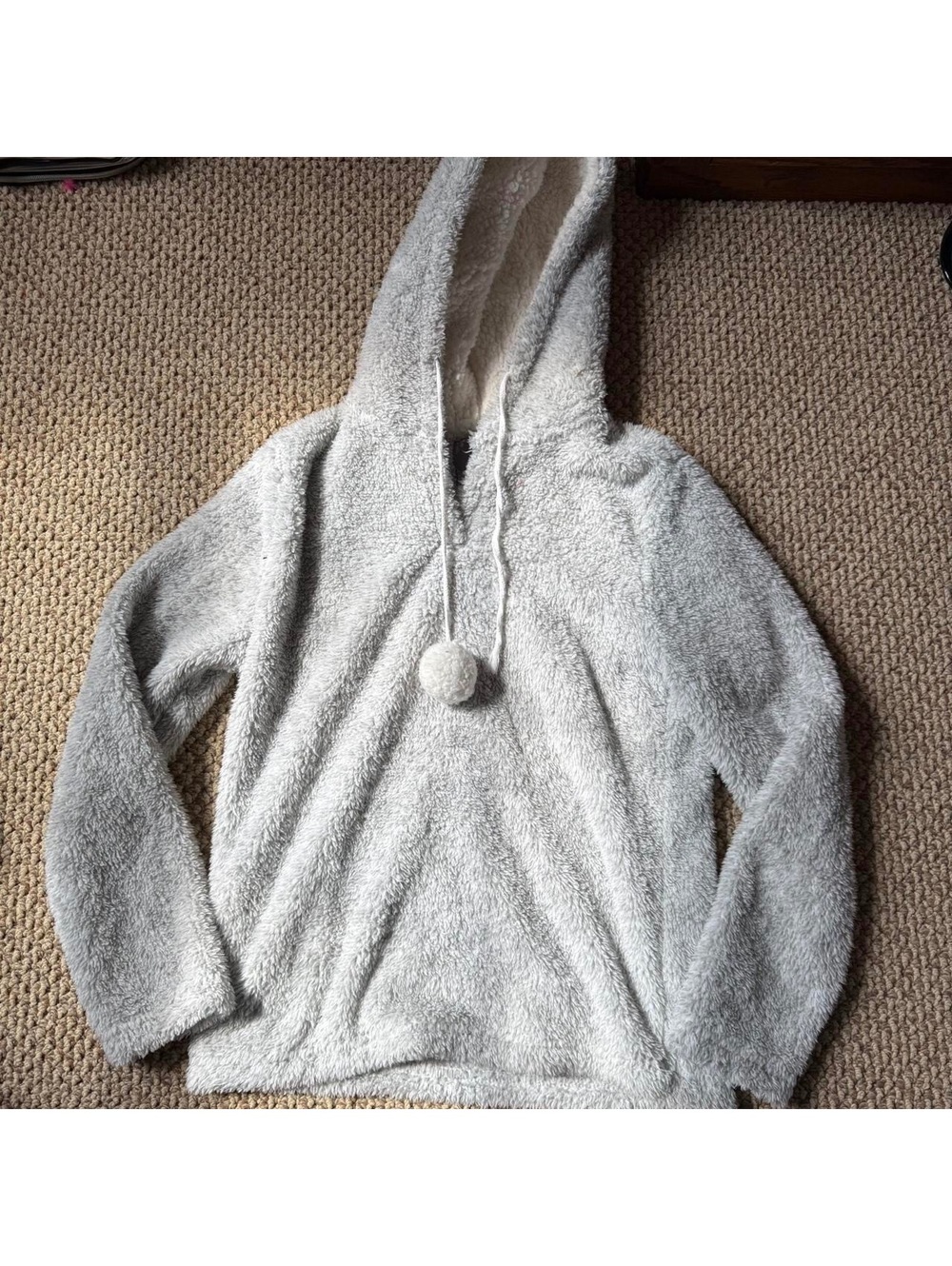 Grey sherpa fluffy hoodie